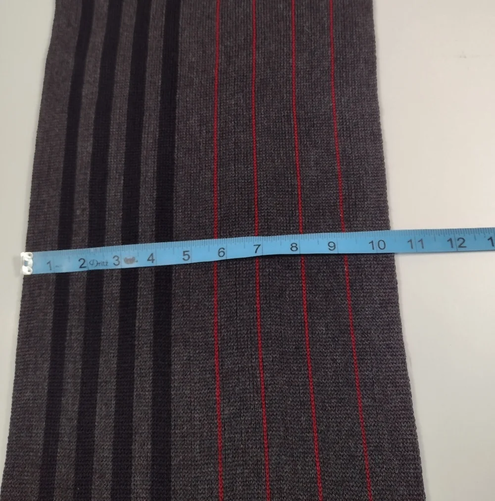 Apt. 9 Gray and Black Striped Scarf with Red Pinstripes